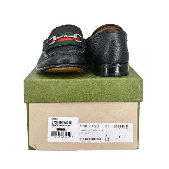 Gucci Men's 673819 Wislet Horsebit Web Leather Loafers - Picture 7 of 8